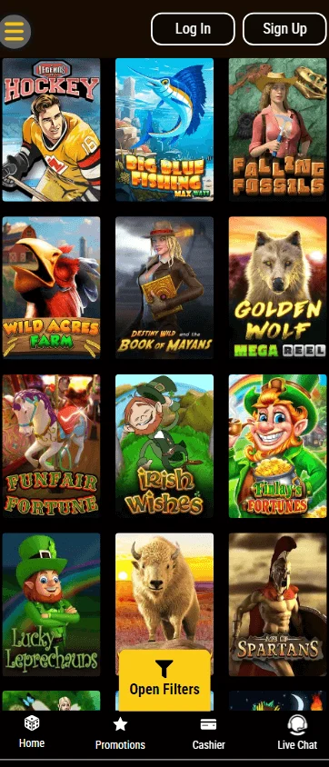 Grand Rush Casino mobile games interface